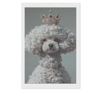White Toy Poodle 5D Round Drill Diamond Painting Kit Canvas Version, DIY Diamond Art Craft For Adults Beginners, Shiny Resin Diamond Art Canvas Set, DIY Full Drill, Waterproof Wall Decor Gift 8"x12"
