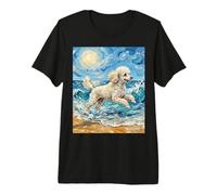 White Toy Poodle at The Beach Sunny Summer Dog Artwork Premium T-Shirt