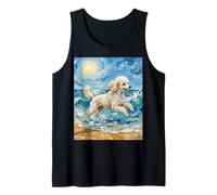 White Toy Poodle at The Beach Sunny Summer Dog Artwork Tank Top