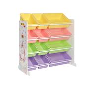 White Toy Storage Rack with 12 Removable Bins
