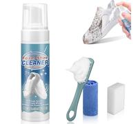 White Trainer Cleaner, 200ml Trainer Cleaner, Sneaker Cleaner for Removing Stains and Dirt, Shoe Cleaning Kit for Suede, Sneaker, Canvas Leather Boots PU Rubber - with Shoe Brush & Cloth & Dirt Eraser