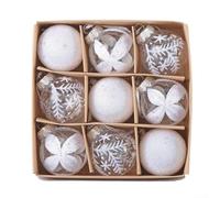 White Transparent PET Christmas Ornaments Set of 9 Each 6 cm Diameter Ideal-for Christmas Tree Window Hanging Wreath Making and Seasonal Home Décor for Weddings Engagements(C)