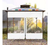 White Transparent Tarpaulin Side Panels With Zip,Outdoor 100% Waterproof Clear Tarp Curtains,0.3mm Pvc Plastic Tarpaulin With Eyelets,for Pergola Gazebo Patio Porch Carport,1Zip-1.8×2.5m(5.9*8.2ft)
