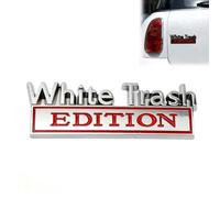 White Trash Edition Metal Car Emblem, 2025 New 3D Metal Badge Cars Stickers Bumper Decals, Waterproof Nameplate Sticker for Auto Truck SUV Motorcycle Accessories
