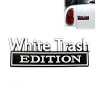 White Trash Edition Metal Car Emblem, 2025 New 3D Metal Badge Cars Stickers Bumper Decals, Waterproof Nameplate Sticker for Auto Truck SUV Motorcycle Accessories