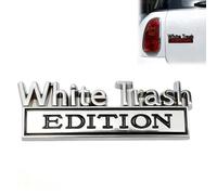 White Trash Edition Metal Car Emblem, 2025 New 3D Metal Badge Cars Stickers Bumper Decals, Waterproof Nameplate Sticker for Auto Truck SUV Motorcycle Accessories
