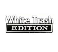 White Trash Edition Metal Car Emblem, 3D Metal Badge Cars Stickers Bumper Decals,Car 3D Badge Decal Replacement,Waterproof Nameplate Sticker for Auto Truck SUV Motorcycle Accessories