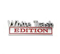 White Trash Edition Metal Car Emblem, 3D Metal Badge Cars Stickers Bumper Decals, Waterproof Nameplate Stickers for Auto Truck SUV Motorcycle Decorative Accessories