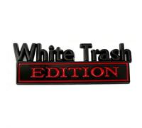 White Trash Edition Metal Car Emblem, 3D Metal Emblem Badge Car Sticker Bumper Decals, Waterproof & Rustproof Nameplate Sticker for Auto Truck SUV Motorcycle Accessories (Red D 3pcs)