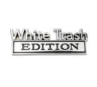 White Trash Edition Metal Car Emblem, 3D Metal Emblem Badge Car Sticker Bumper Decals, Waterproof & Rustproof Nameplate Sticker for Auto Truck SUV Motorcycle Accessories (Black A 1pcs)