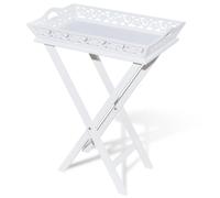 White Tray Pot Side Table End Plant Stand Nightstand Folding Carved vidaXL