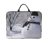 White Tree And Snowmen 14 Inch Printed Laptop Sleeve, 600d Oxford-Cloth Shockproof Laptop Case With Thickened Pearl Cotton,Waterproof Portable Laptop Handbag Cover