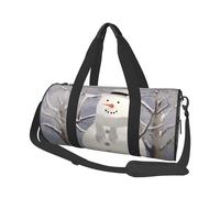 White Tree and Snowmen Printed Canvas Travel Duffel Bag - Gym Sports Bag with Large Capacity for Weekend Business Travel