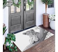 White Tree Branch Lion Door Mat 60X90Cm Non-Slip Washable Entrance Rug,Simple Animals Rectangular Floor Mats For Kitchen Balcony Bedroom Living Room Home Decor