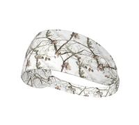 White Tree Camo Print Non-Slip Elastic Running Headband, Sweat Absorbing Stretchy Hair Bands For Gym Yoga, Soft Skin-Friendly Foldable Workout Headband