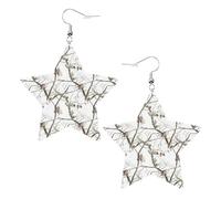 White Tree Camo Prints Leather star earrings Pendant Stylish and light Lightweight Dangle for Women Girls, One Size, Leather, No Gemstone