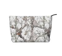 White Tree Camouflage Prints Corduroy Makeup Bag for Women Girls, Spacious Travel Cosmetic Organiser for Make-up, Toiletries & Essentials
