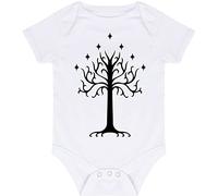 White Tree of Gondor - Baby Vest Bodysuit Short Sleeve Unisex Boys Girls - Fantasy Story Movie TV Show Newborn white
