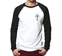 White Tree of Gondor Pocket Design - Men Baseball Top - Fantasy Story Movie TV Show L White/Black