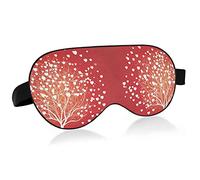 White Tree of Life with Love Hearts On Red Eye Masks Cover Blocks Light Sleep Mask Shade Cover Blindfold Relaxing Eyeshade Cover with Adjustable Head Strap for Men Women Kids