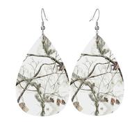 White Trees Camo Leather Earrings For Women Dangle, Piercing Teardrop Earrings Lightweight Jewelry Gifts For Women Girls