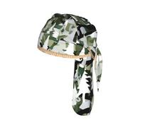 White Trees Camo Print Cycling Skull Cover Moisture Wicking Headwrap Under Helmet Tie Back Modern Beanie 22-24 In