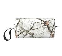 White Trees Camo Print Foam Padded Cosmetic Case Simple Organizer Pouch Lightweight Travel Bag for Space Saving