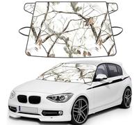 White Trees Camo Printed Car Windshield Cover for Ice and Snow, Durable Windshield Snow Cover, Sun Protection, Universal Fit 69x42.5''