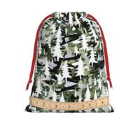 White Trees Camo Printing 11.8x15.8in Drawstring Gift Bag With Red Ribbon Closure For Halloween Xmas,For Adults Gifting