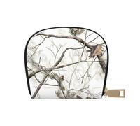 White Trees Camouflage Prints Card Wallet for Women Men Cute Zipper Card Cases Holder Mini Coin Purse with 12 Card Slots