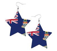 White Trendy Leather Star Earrings for Women â€“ Flag of the Cayman Islands Print Dangle Jewelry, Party Favors, Simple Hoop Pendants, One Size, Leather, No Gemstone