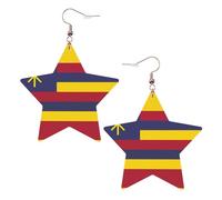 White Trendy Leather Star Earrings for Women â€“ Flag of the Kingdom of Hawaii Print Dangle Jewelry, Party Favors, Simple Hoop Pendants, One Size, Leather, No Gemstone