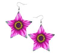 White Trendy Leather Star Earrings for Women â€“ Lightweight Pink Flower Print Dangle Jewelry, Party Favors & Decorations