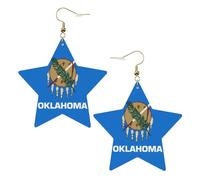 White Trendy Leather Star Earrings for Women â€“ Oklahoma State Flag Print Dangle Jewelry, Party Favors, Simple Hoop Pendants, One Size, Leather, No Gemstone