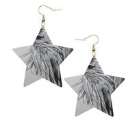 White Trendy Leather Star Earrings for Women â€“ Sketching an eagle Print Dangle Jewelry, Party Favors, Simple Hoop Pendants, One Size, Leather, No Gemstone