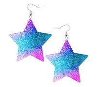 White Trendy Leather Star Earrings for Women - Glitter Sequin Spot Print Dangle Jewelry, Lightweight Fashionable Hoop Pendants