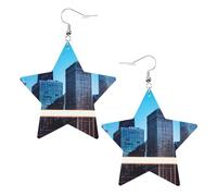 White Trendy Leather Star Earrings for Women - Lightweight Chicago Reflect Print Dangle Jewelry, Party Favors & Decorations