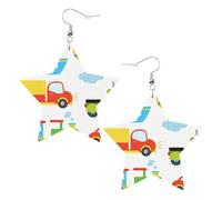 White Trendy Leather Star Earrings for Women - Lightweight Diversified transportation Print Dangle Jewelry, Party Favors & Decorations