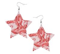 White Trendy Leather Star Earrings for Women - Lightweight Flamingo Print Dangle Jewelry, Party Favors & Decorations