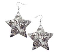 White Trendy Leather Star Earrings for Women - Lightweight Glitter Abstract Diamond Crystal Pattern Print Dangle Jewelry, Party Favors & Decorations