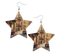 White Trendy Leather Star Earrings for Women - Lightweight Italian Street Print Dangle Jewelry, Party Favors & Decorations