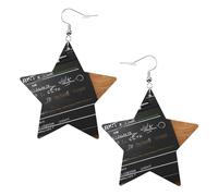 White Trendy Leather Star Earrings for Women - Lightweight Movies Clapperboard Pattern Print Dangle Jewelry, Party Favors & Decorations