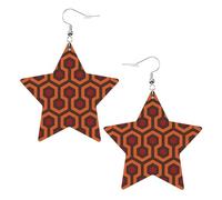 White Trendy Leather Star Earrings for Women - Shining Overlook Print Dangle Jewelry, Party Favors, Simple Hoop Pendants, One Size, Leather, No Gemstone