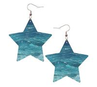 White Trendy Leather Star Earrings for Women - The deep blue sea Print Dangle Jewelry, Party Favors, Simple Hoop Pendants, One Size, Leather, No Gemstone