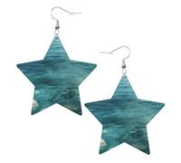 White Trendy Leather Star Earrings for Women - Tranquil water Print Party Favors & Decorations, Fashionable Gift, One Size, Leather, No Gemstone