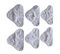 White Triangle Fiber Mop Pads 6pcs, Reusable Washable Covers for Steam Mop, Absorbent Flat Cleaning Cloths for Hard Floors and Walls