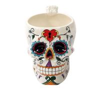 White Tribal Day of the Dead Love Lock Sugar Skull Drink Coffee Mug Cup Ceramic by DWK