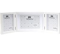 White Triple Multi Photo Frame 2-6x4 and 7x5'', Hinged Foldable 3 Picture Frames for Photoes 2-4x6''5 &5x7'', White Wood effect Multi College Picture Frame for Desktop,Family Frame