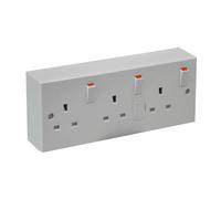 White Triple Switched Socket with Back Box