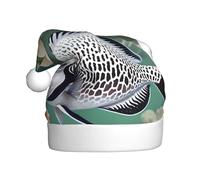 White Tropical Fish Christmas Hat For Adult.Festive Christmas Beanie With Pom Pom, Unisex Holiday Cap For Xmas Parties.